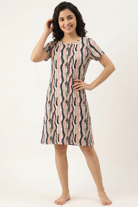 Zivame Knit Poly Knee Length Nightdress With In Built Slip On Bra - Black Beauty — thumbnail 1
